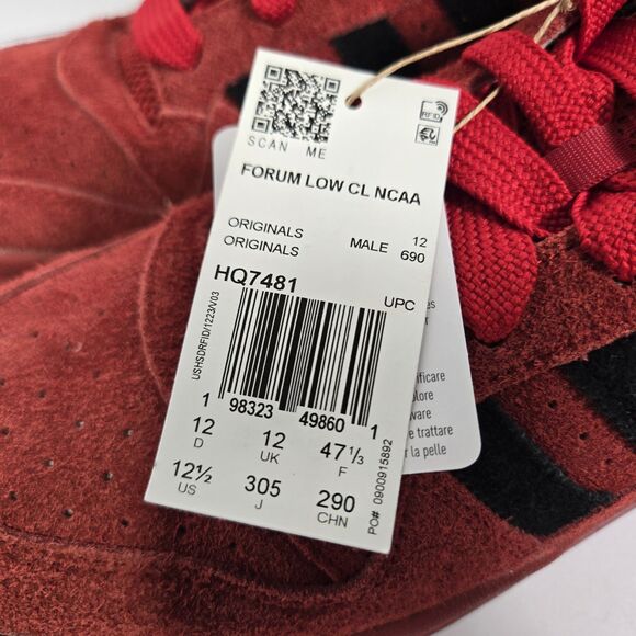 Mens 12.5 Adidas Forum Low NCAA NC State Wolfpack Red Black Suede Shoes HQ7481 main image 7